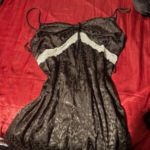 Miss Me Black and White Chemise with Lace Trim